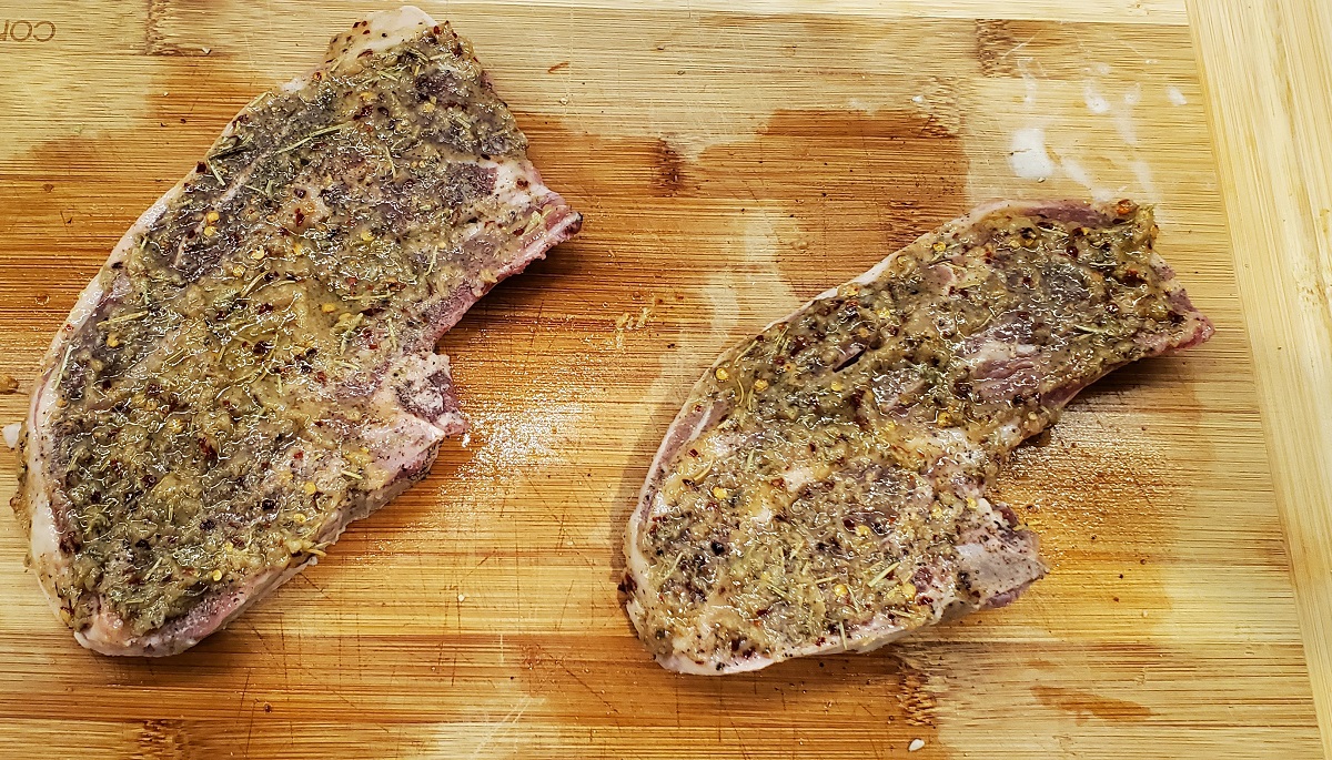 Rub the marinade on both sides